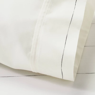 2pk Standard Cotton Percale Thin Stripe Pillowcase Set Sour Cream/Railroad Gray - Hearth & Hand™ With Magnolia - Image 2