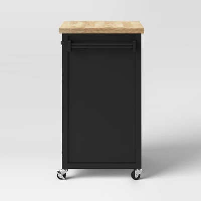 Windham Wood Top Kitchen Cart - Black - Threshold™ - Image 4