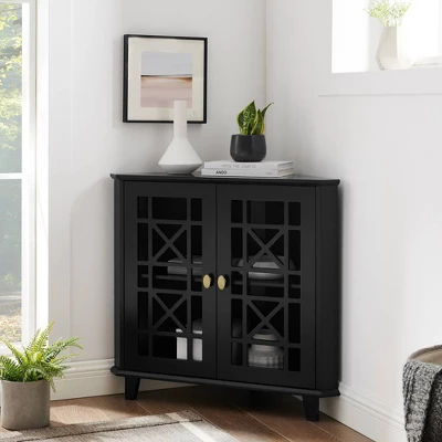 2 Door Corner Accent Cabinet With Fretwork Doors - Saracina Home - Image 10