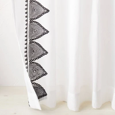 1pc Light Filtering Diamond Border Window Curtain Panel White - Opalhouse™ Designed With Jungalow™ - Image 2