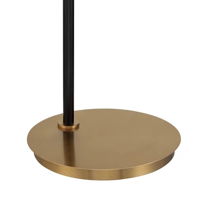 Possini Euro Design Sausalito Mid Century Modern Downbridge Floor Lamp 67" Tall Warm Gold Black Metal Linen Cylinder Shade For Living Room Reading - Image 3