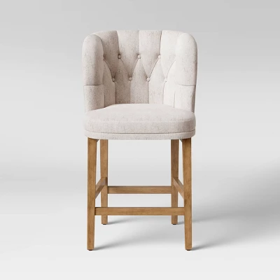 Winfall Tufted Barrel Counter Height Barstool Linen - Threshold™ - Image 2