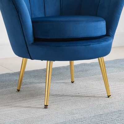 HomCom Elegant Velvet Upholstered Accent Leisure Club Chair With Gold Metal Legs - Image 7