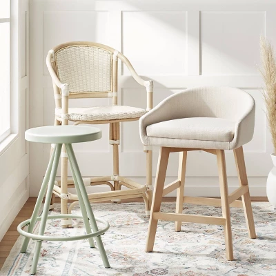 Parksley Rattan And Woven Counter Height Barstool White - Threshold™ - Image 4
