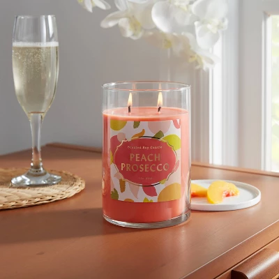 21.5oz Lidded Glass Jar 2-Wick Candle Peach Prosecco - Opalhouseā¢