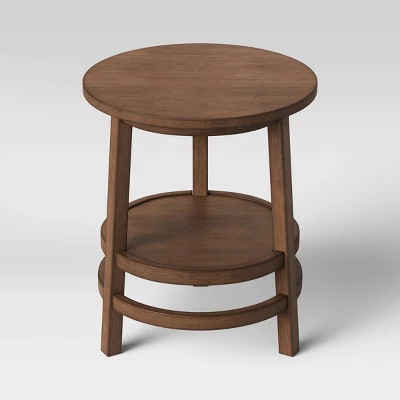 Haverhill Round Wood End Table Weathered Brown - Threshold™ - Image 2