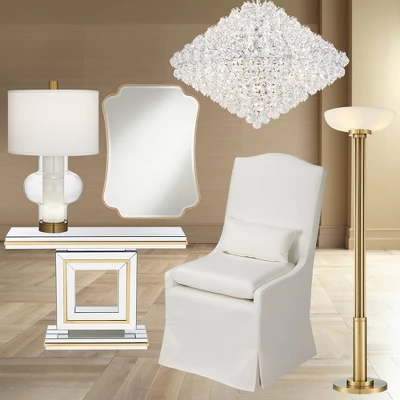 Possini Euro Design Modern Torchiere Floor Lamp 70" Tall Warm Antique Gold Metal Glass Shade For Living Room Reading Bedroom Office Uplight - Image 8