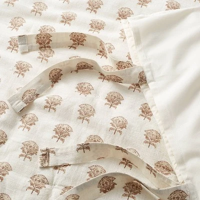 Lofty Cotton Slub Woodblock Print Floral Quilt Sham White/Mauve – Threshold™ Designed With Studio McGee - Image 4