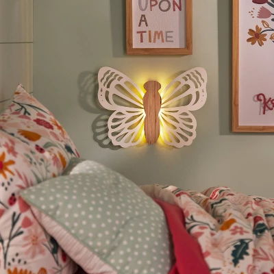 Butterfly Wood Lit Kids' Wall Decor Cream - Pillowfort™ - Image 2