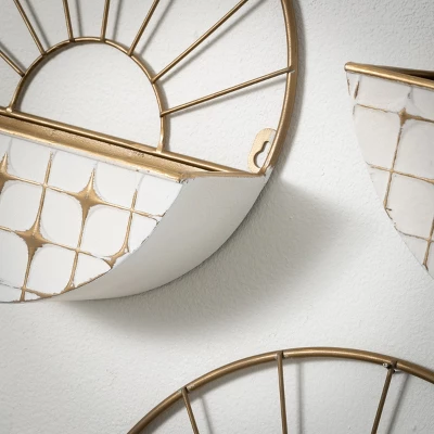 Sullivans Gold Starburst Wall Pocket Set Of 3, 14.75"H, 12.75"H & 10.75"H Gold