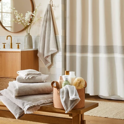 Microstripe Terry Cotton Bath Linens Taupe - Hearth & Hand™ With Magnolia - Image 2