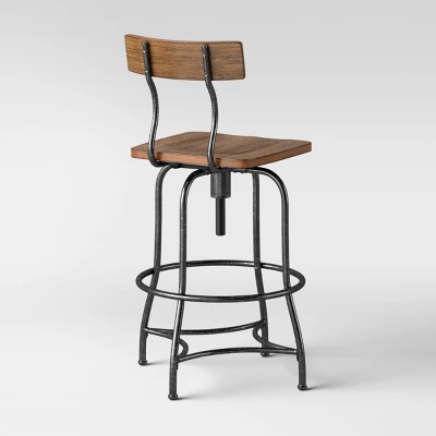 Woodsboro Adjustable Barstool Brown - Threshold™ - Image 3