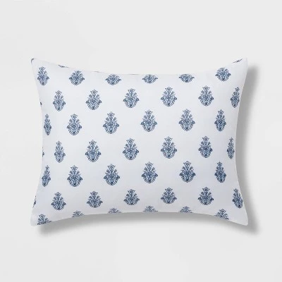 5pc Block Print With Border Comforter Bedding Set White/Blue - Threshold™ - Image 4