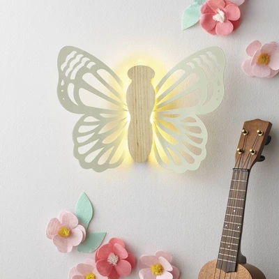 Butterfly Wood Lit Kids' Wall Decor Cream - Pillowfort™ - Image 5