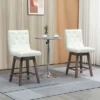 HOMCOM Bar Stools Set Of 2, Swivel Bar Chairs, 25.5" High Fabric Tufted Breakfast Barstools For Kitchen Counter, Cream White
