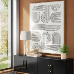 45" X 55" Line Art I Framed Kraft Wall Canvas - Threshold™