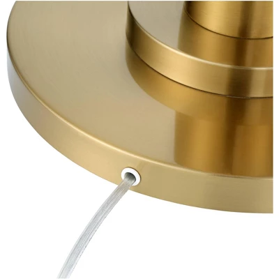 Possini Euro Design Modern Torchiere Floor Lamp 70" Tall Warm Antique Gold Metal Glass Shade For Living Room Reading Bedroom Office Uplight - Image 4