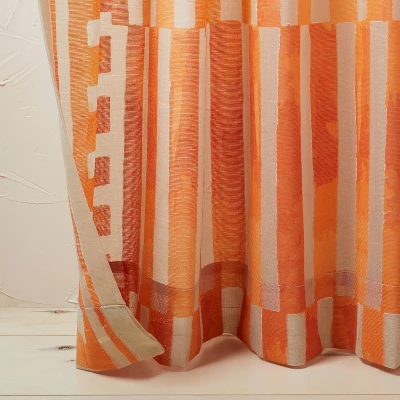 1pc Sheer Ophelia Printed Burnout Window Curtain Panel Orange - Opalhouse™ Designed With Jungalow™ - Image 2