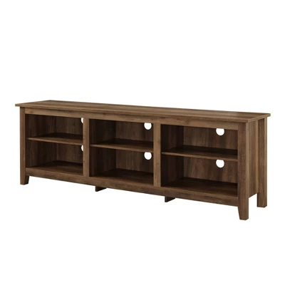 Transitional 6 Cubby Wood Open Storage Wood TV Stand For TVs Up To 80"- Saracina Home - Image 12