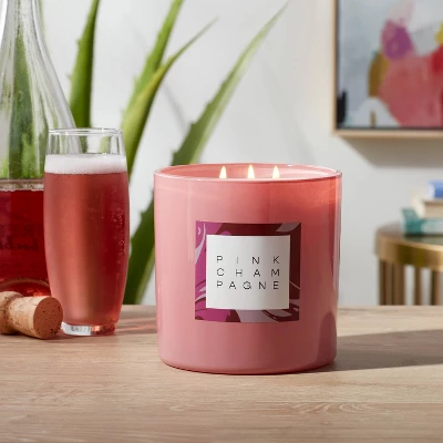 28oz Glass Champagne Candle Light Pink - Opalhouseâ„¢