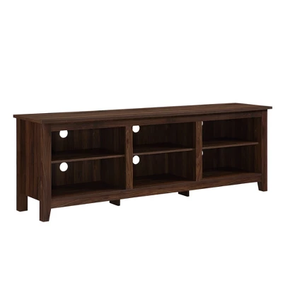 Transitional 6 Cubby Wood Open Storage Wood TV Stand For TVs Up To 80"- Saracina Home - Image 9