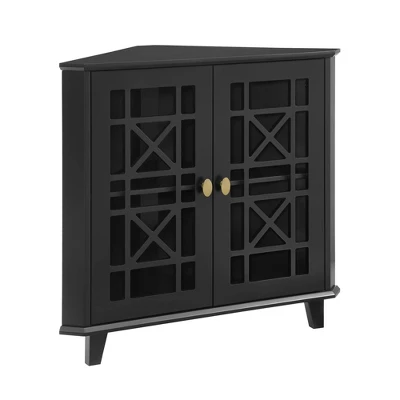 2 Door Corner Accent Cabinet With Fretwork Doors - Saracina Home - Image 2