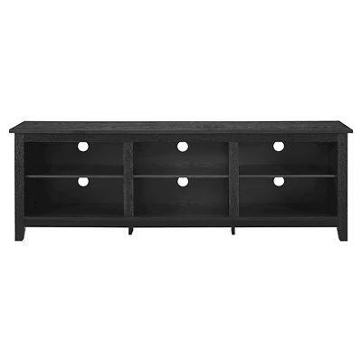 Transitional 6 Cubby Wood Open Storage Wood TV Stand For TVs Up To 80"- Saracina Home - Image 6
