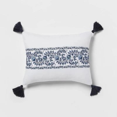 5pc Block Print With Border Comforter Bedding Set White/Blue - Threshold™ - Image 6