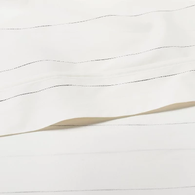 Cotton Percale Thin Stripe Sheet Set Sour Cream/Railroad Gray - Hearth & Hand™ With Magnolia