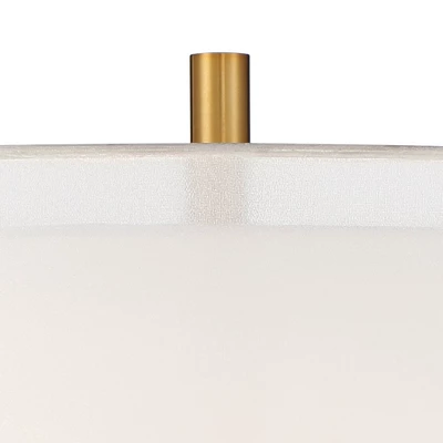 Possini Euro Design Roxie Modern Floor Lamp With Riser 65 1/2" Tall Brass Black Metal Sheer Linen Double Drum Shade For Living Room Bedroom Office